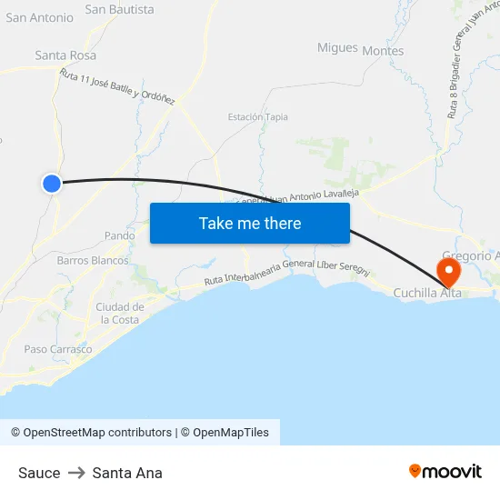 Sauce to Santa Ana map