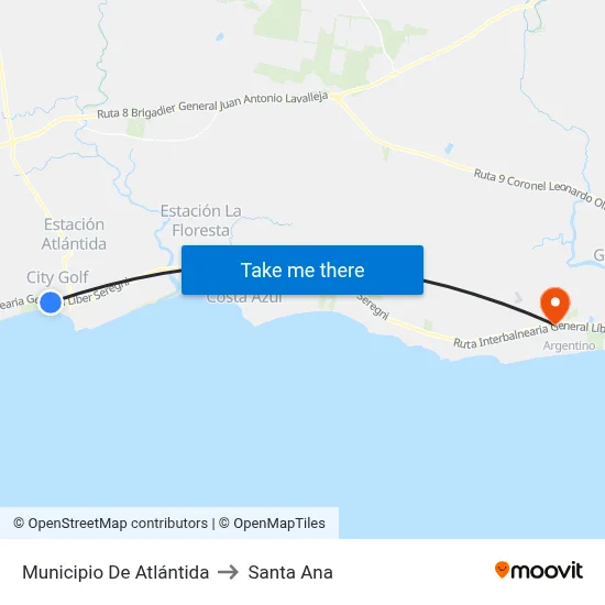 Municipio De Atlántida to Santa Ana map