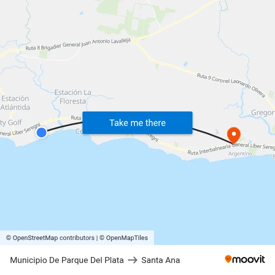 Municipio De Parque Del Plata to Santa Ana map