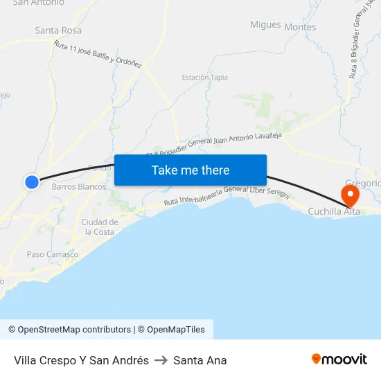 Villa Crespo Y San Andrés to Santa Ana map
