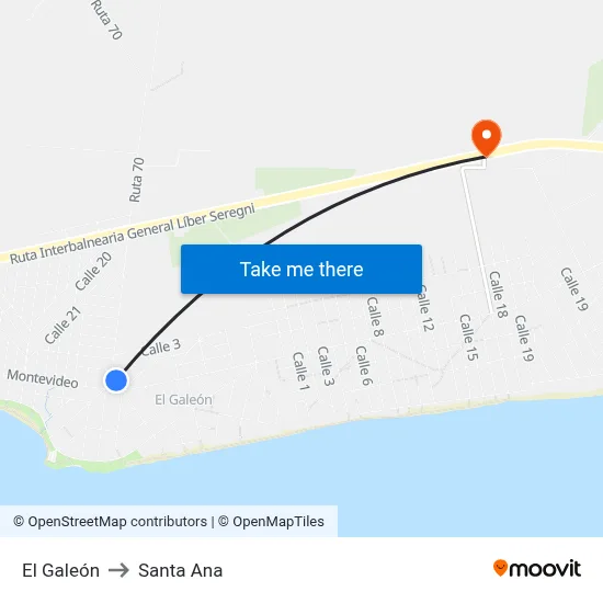 El Galeón to Santa Ana map