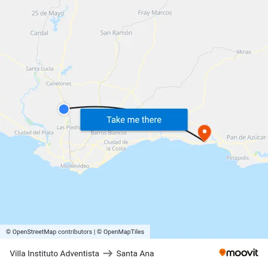 Villa Instituto Adventista to Santa Ana map