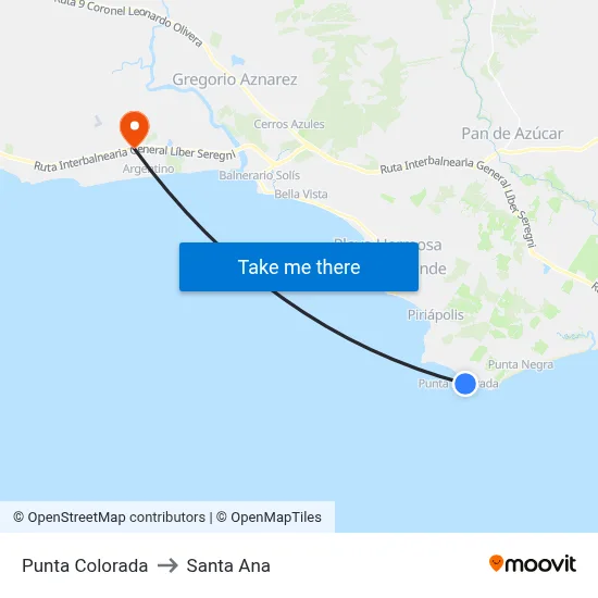 Punta Colorada to Santa Ana map