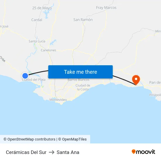Cerámicas Del Sur to Santa Ana map