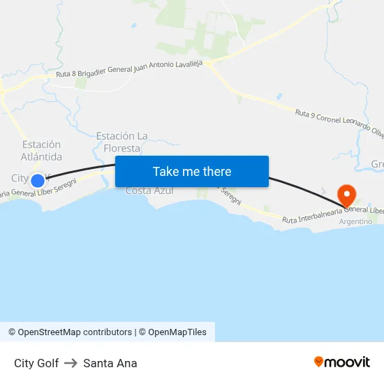 City Golf to Santa Ana map