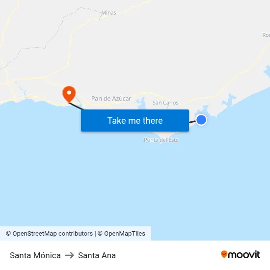 Santa Mónica to Santa Ana map
