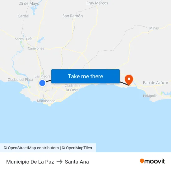 Municipio De La Paz to Santa Ana map