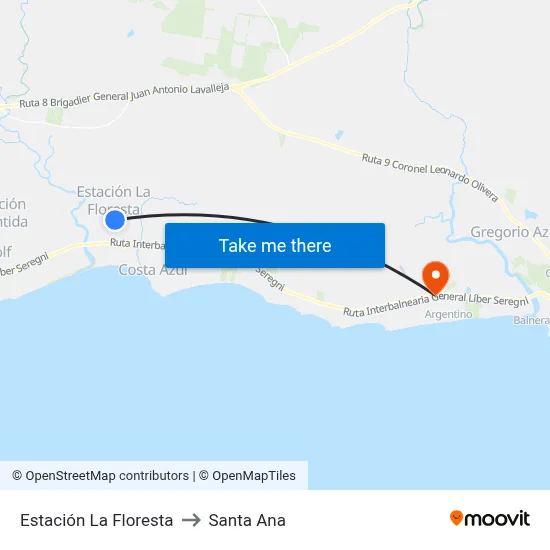 Estación La Floresta to Santa Ana map