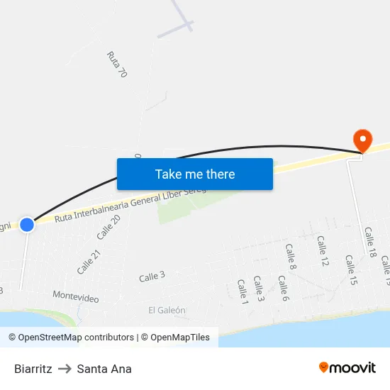 Biarritz to Santa Ana map