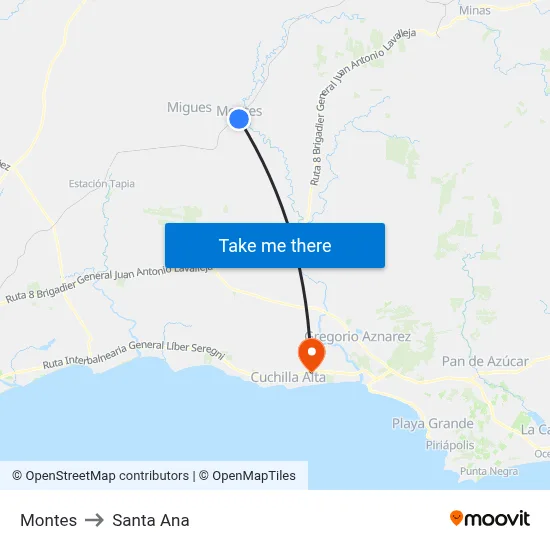 Montes to Santa Ana map