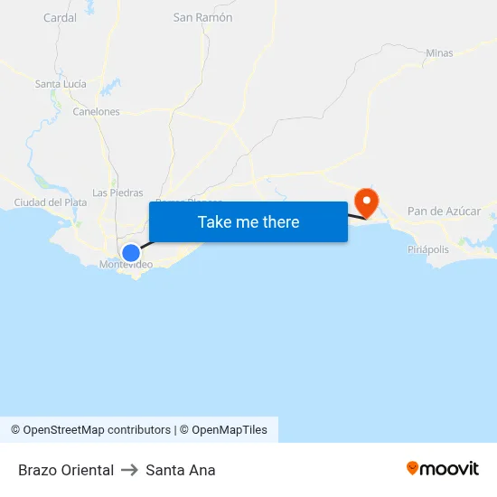 Brazo Oriental to Santa Ana map