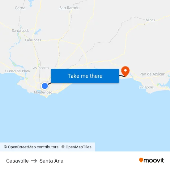 Casavalle to Santa Ana map