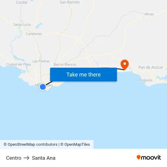 Centro to Santa Ana map