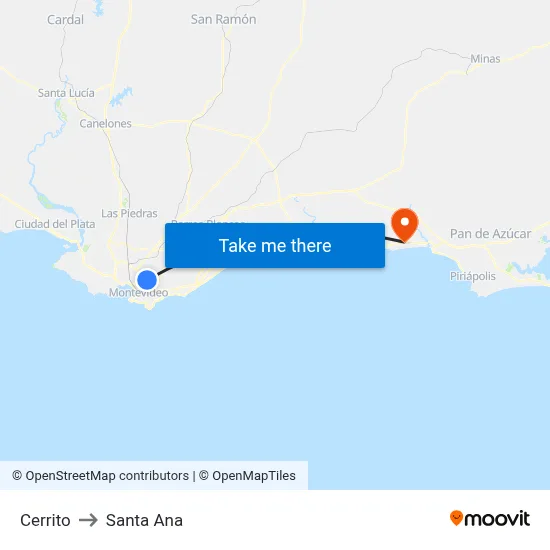 Cerrito to Santa Ana map
