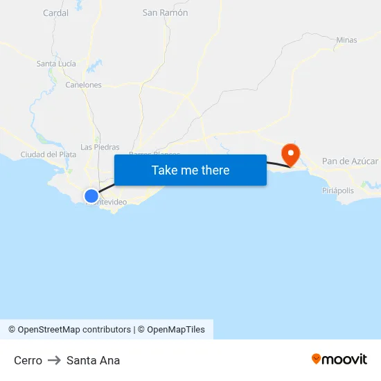 Cerro to Santa Ana map