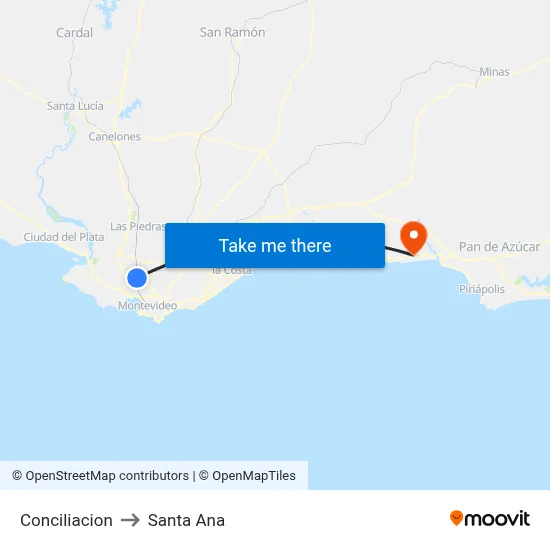 Conciliacion to Santa Ana map