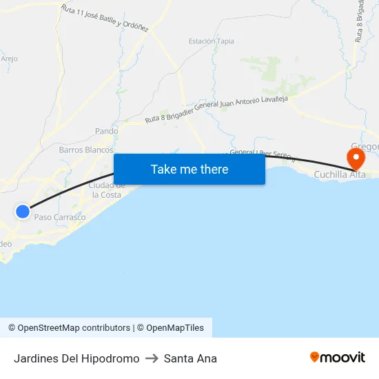 Jardines Del Hipodromo to Santa Ana map