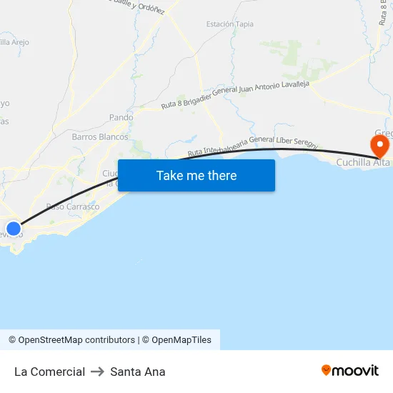 La Comercial to Santa Ana map