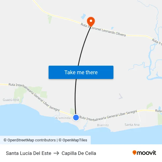 Santa Lucía Del Este to Capilla De Cella map