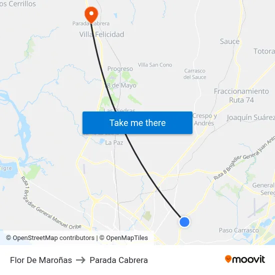 Flor De Maroñas to Parada Cabrera map