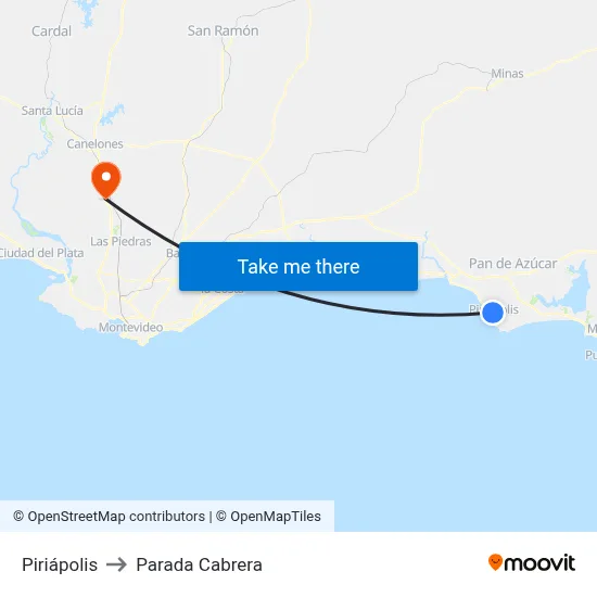 Piriápolis to Parada Cabrera map