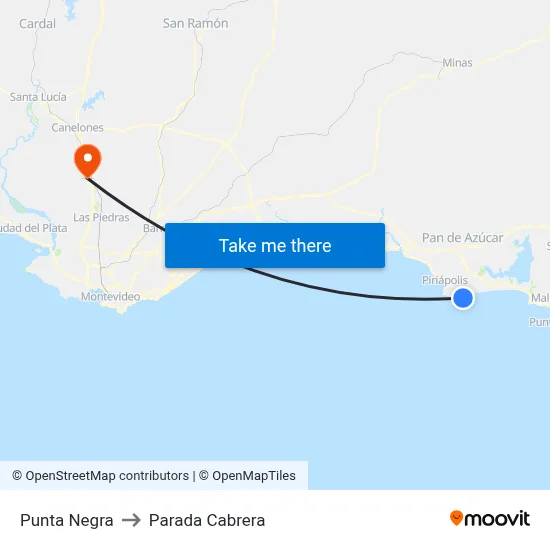 Punta Negra to Parada Cabrera map