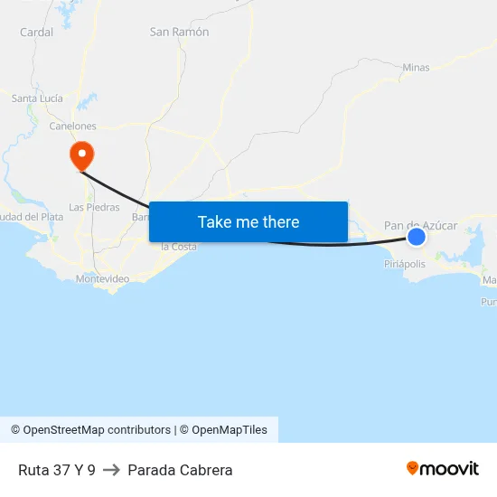 Ruta 37 Y 9 to Parada Cabrera map