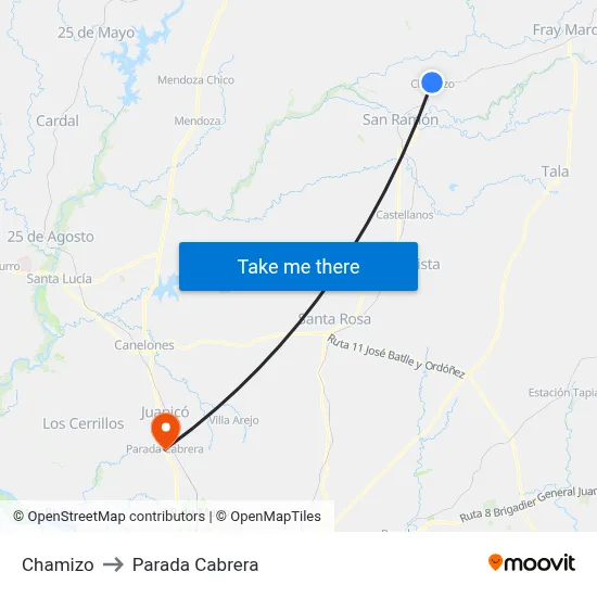 Chamizo to Parada Cabrera map