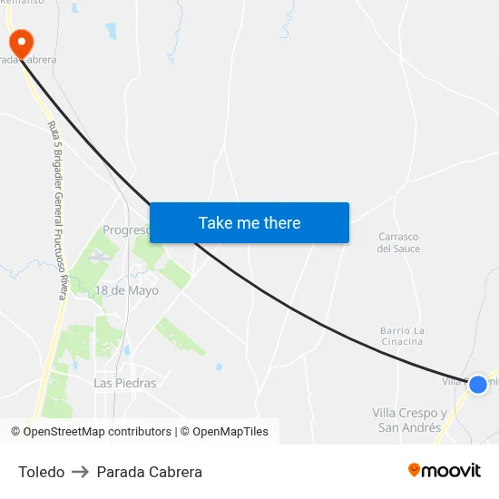 Toledo to Parada Cabrera map