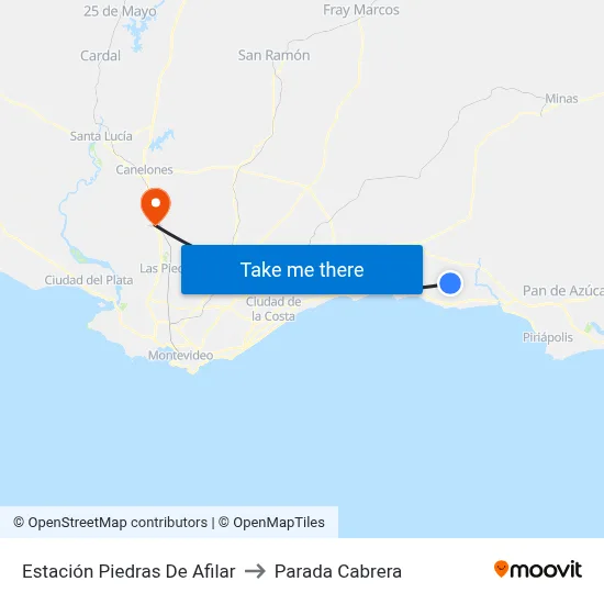 Estación Piedras De Afilar to Parada Cabrera map