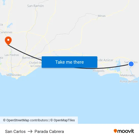 San Carlos to Parada Cabrera map