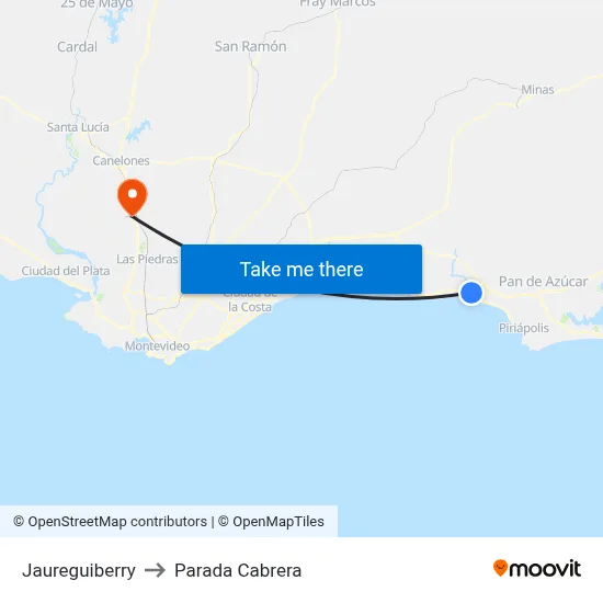 Jaureguiberry to Parada Cabrera map