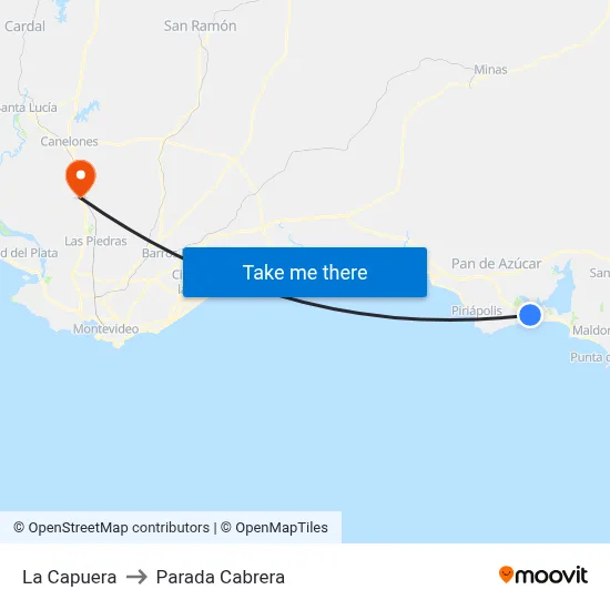 La Capuera to Parada Cabrera map
