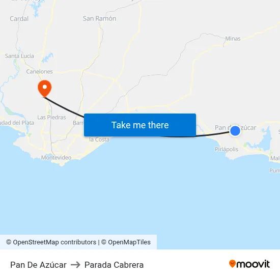 Pan De Azúcar to Parada Cabrera map