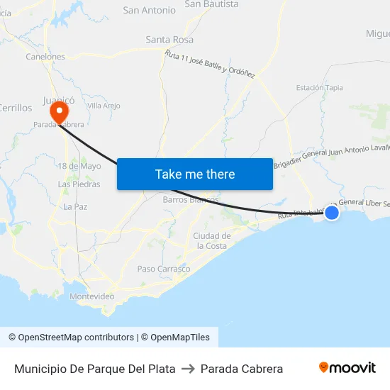 Municipio De Parque Del Plata to Parada Cabrera map