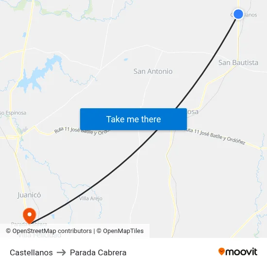 Castellanos to Parada Cabrera map