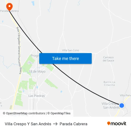 Villa Crespo Y San Andrés to Parada Cabrera map