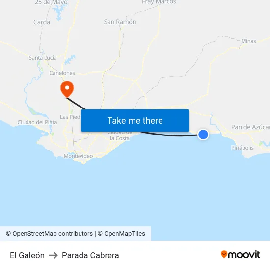 El Galeón to Parada Cabrera map