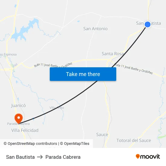San Bautista to Parada Cabrera map