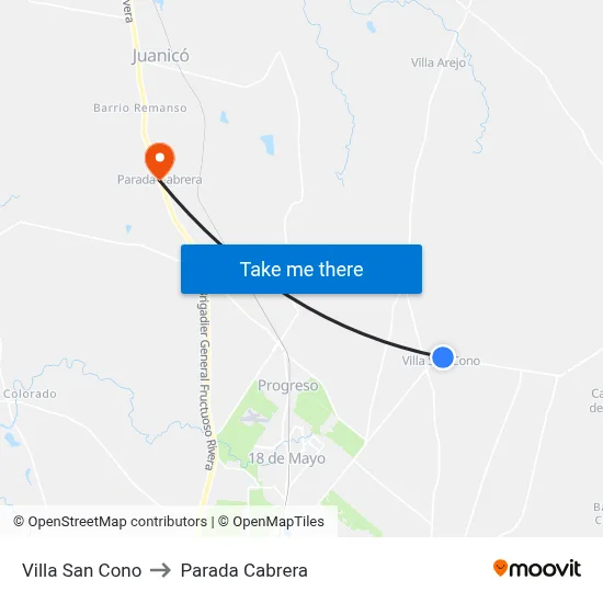 Villa San Cono to Parada Cabrera map