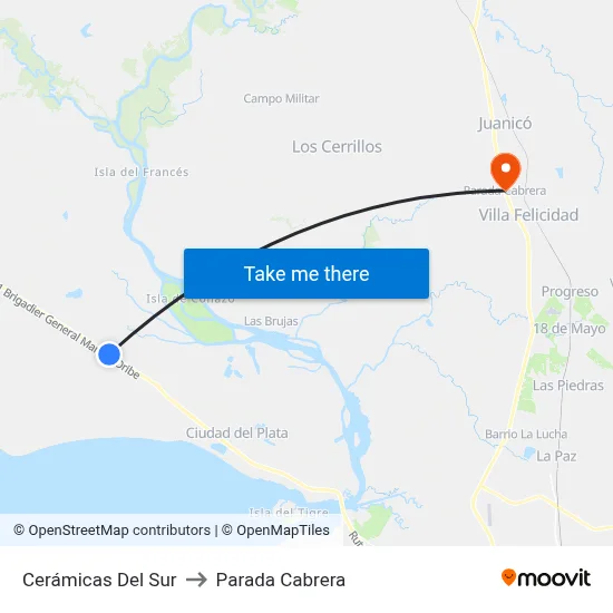 Cerámicas Del Sur to Parada Cabrera map