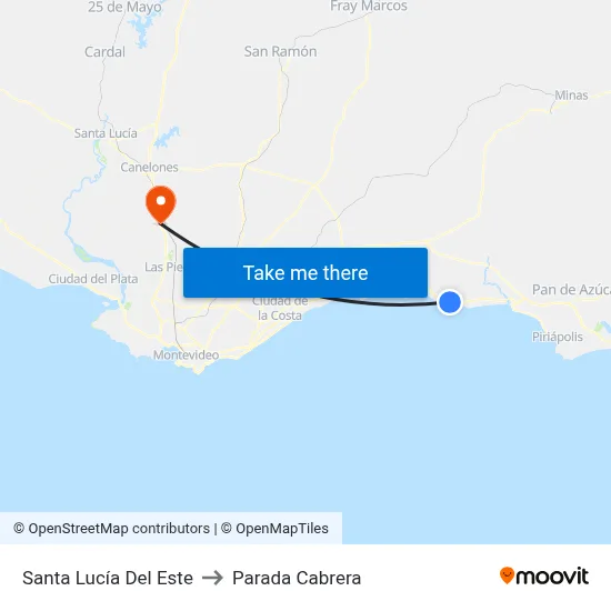 Santa Lucía Del Este to Parada Cabrera map