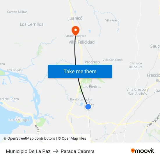 Municipio De La Paz to Parada Cabrera map