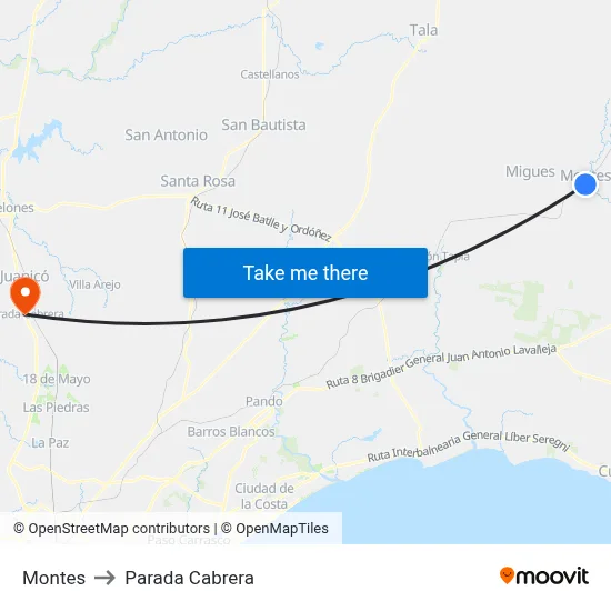 Montes to Parada Cabrera map