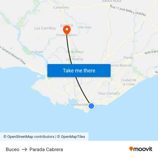 Buceo to Parada Cabrera map