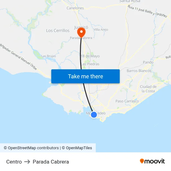 Centro to Parada Cabrera map