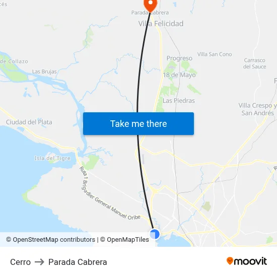 Cerro to Parada Cabrera map