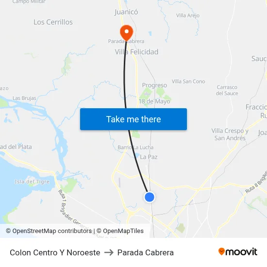 Colon Centro Y Noroeste to Parada Cabrera map