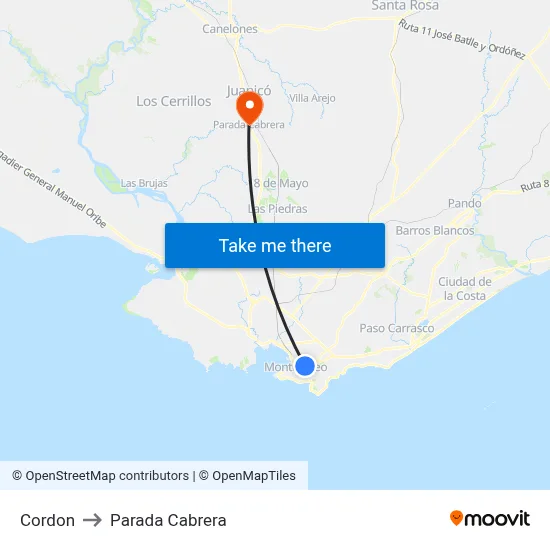 Cordon to Parada Cabrera map
