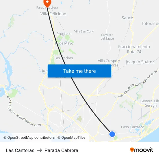 Las Canteras to Parada Cabrera map